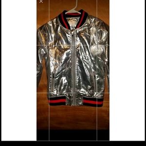 Metallic Silver bomber jacket